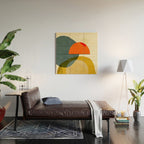 mid century geometric modern painting abstract II Wood Wall Art Gallery Image 2