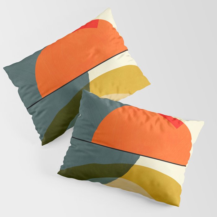 mid century geometric modern painting abstract II Pillow Sham Gallery Image 3