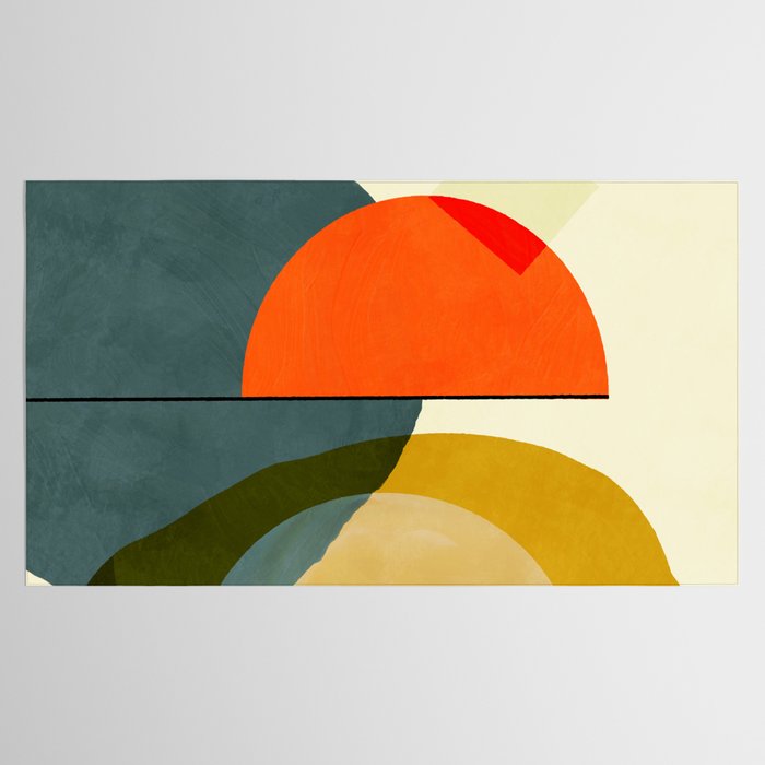 mid century geometric modern painting abstract II Tablecloth Gallery Image 2
