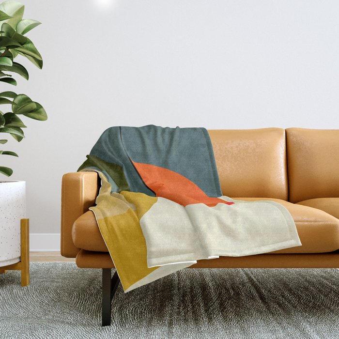 mid century geometric modern painting abstract II Throw Blanket Gallery Image 1