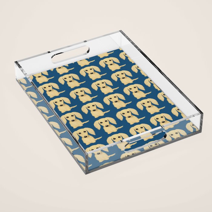 Longhaired Cream Dachshund Cartoon Dog Acrylic Tray Gallery Image 1