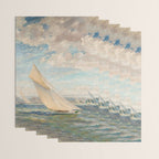 America's Cup Yacht Racing sailboats on Narragansett Bay, Newport, Rhode Island nautical maritime landscape painting by Alice Maude Taite Fanner Wrapping Paper Gallery Image 3