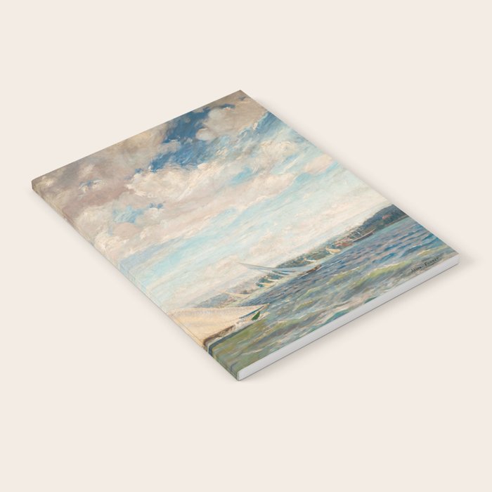America's Cup Yacht Racing sailboats on Narragansett Bay, Newport, Rhode Island nautical maritime landscape painting by Alice Maude Taite Fanner Notebook Gallery Image 1