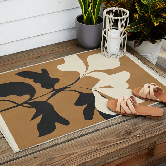 Abstract Modern Flowers 1 Outdoor Rug Gallery Image 2