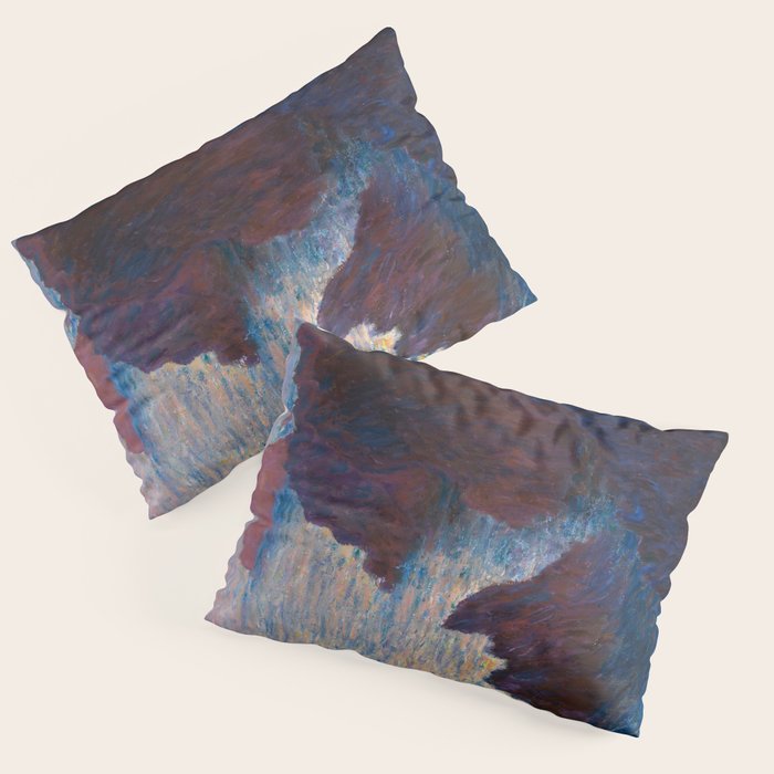 Claude Monet Impressionist Landscape Oil Painting Sunset At Sea Cliffs Ocean Cliff Landscape Pillow Sham Gallery Image 1