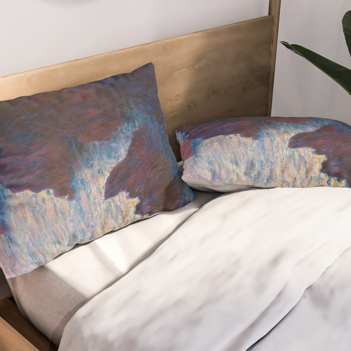 Claude Monet Impressionist Landscape Oil Painting Sunset At Sea Cliffs Ocean Cliff Landscape Pillow Sham Gallery Image 2