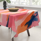 Romance Valley, Pastel Nature Landscape Abstract Painting, Blush Colorful Bright Eclectic, Soft Colors Contemporary Modern Bohemian Tablecloth Gallery Image 3