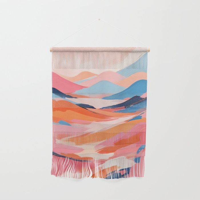 Romance Valley, Pastel Nature Landscape Abstract Painting, Blush Colorful Bright Eclectic, Soft Colors Contemporary Modern Bohemian Wall Hanging Gallery Image 1