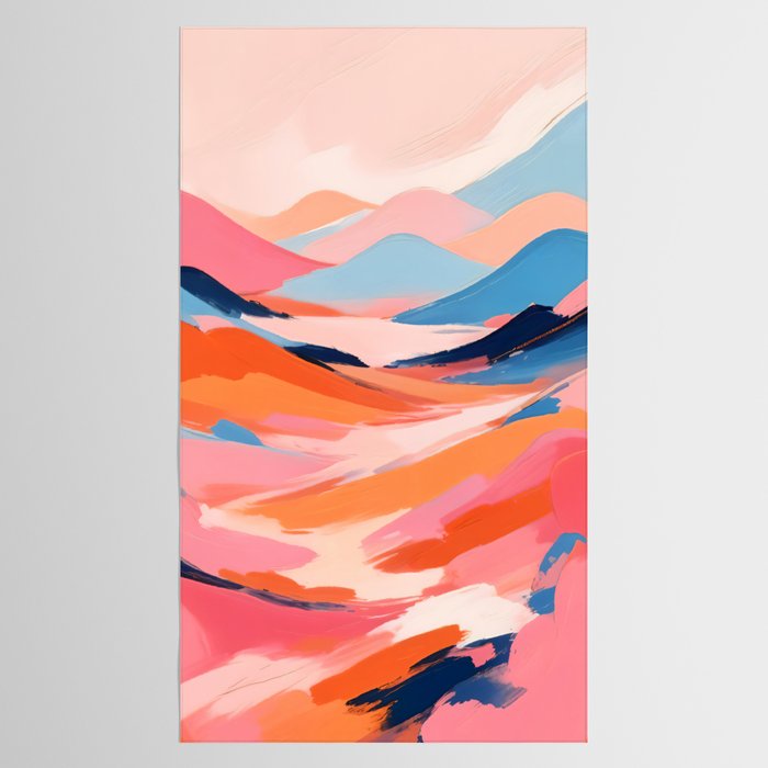 Romance Valley, Pastel Nature Landscape Abstract Painting, Blush Colorful Bright Eclectic, Soft Colors Contemporary Modern Bohemian Tablecloth Gallery Image 2