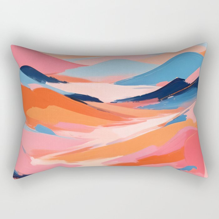 Romance Valley, Pastel Nature Landscape Abstract Painting, Blush Colorful Bright Eclectic, Soft Colors Contemporary Modern Bohemian Rectangular Pillow Gallery Image 2