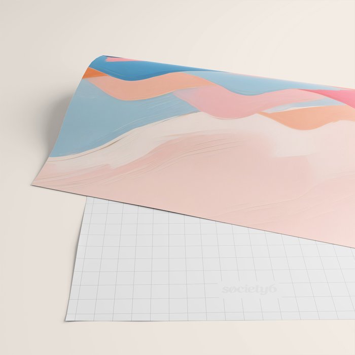 Romance Valley, Pastel Nature Landscape Abstract Painting, Blush Colorful Bright Eclectic, Soft Colors Contemporary Modern Bohemian Wrapping Paper Gallery Image 2