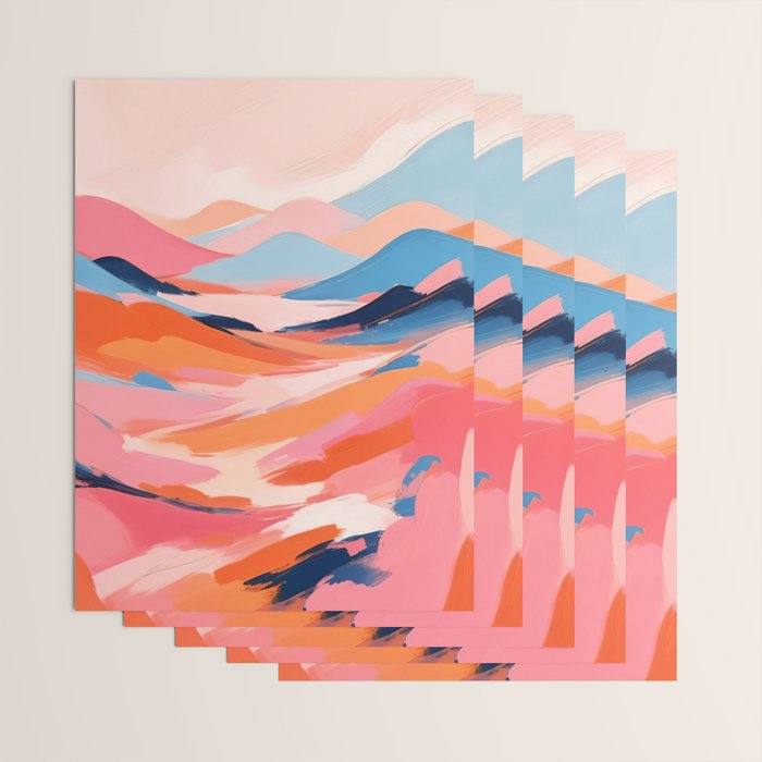 Romance Valley, Pastel Nature Landscape Abstract Painting, Blush Colorful Bright Eclectic, Soft Colors Contemporary Modern Bohemian Wrapping Paper Gallery Image 3