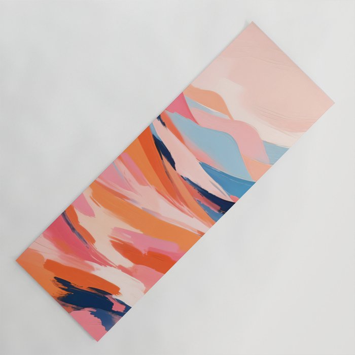 Romance Valley, Pastel Nature Landscape Abstract Painting, Blush Colorful Bright Eclectic, Soft Colors Contemporary Modern Bohemian Yoga Mat Gallery Image 1