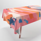 Romance Valley, Pastel Nature Landscape Abstract Painting, Blush Colorful Bright Eclectic, Soft Colors Contemporary Modern Bohemian Tablecloth Gallery Image 1