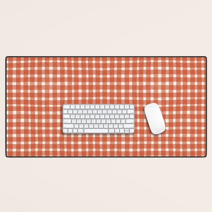 Red White Gingham Check Desk Mat Gallery Image 1