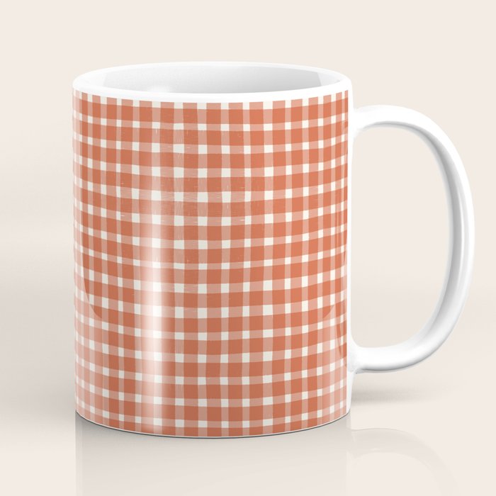 Red White Gingham Check Coffee Mug Gallery Image 1