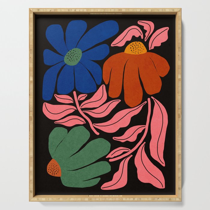 Whimsy Bloom - night Serving Tray Gallery Image 1