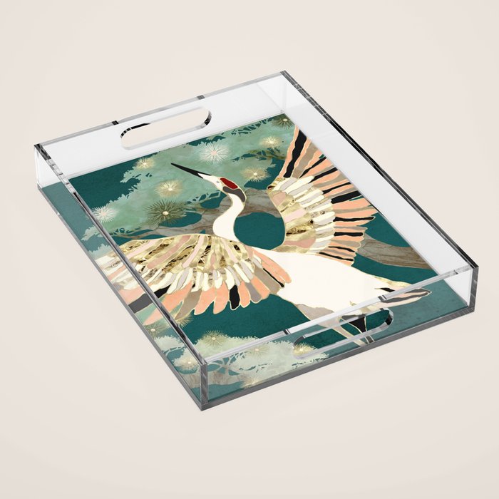 Golden Crane Acrylic Tray Gallery Image 1