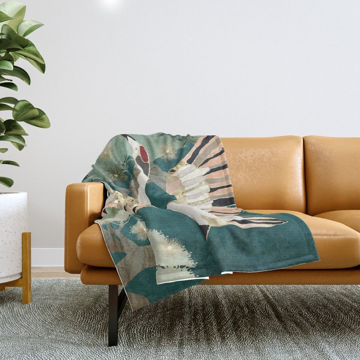 Golden Crane Throw Blanket Gallery Image 1