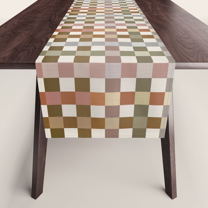 Harvest 2025 Cozy Autumn Plaid Rustic Fall Checkered Pattern Earthy Table Runner Gallery Image 1