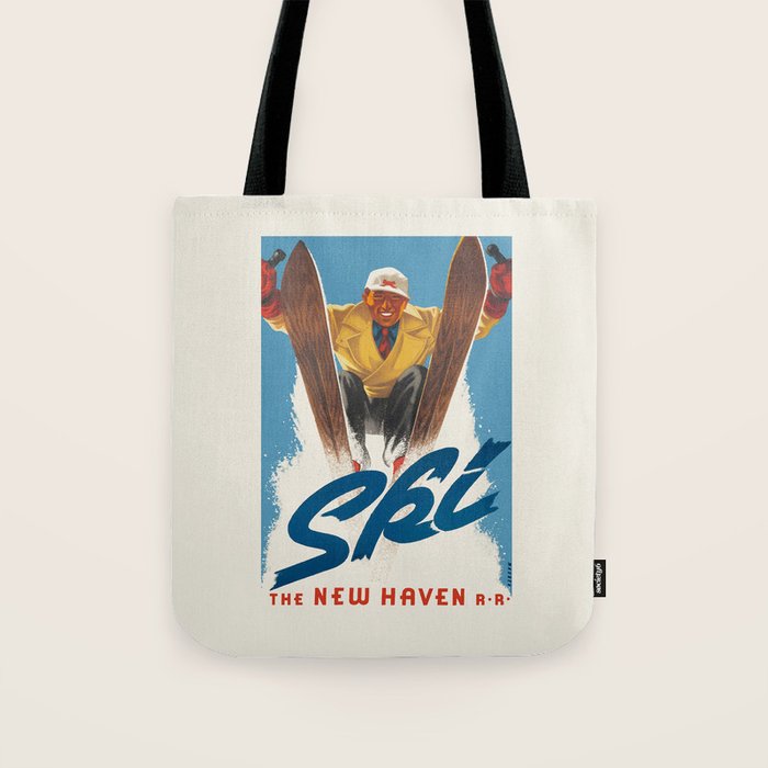 Vintage Skiing Poster - Ski the New Haven, 1930s Tote Bag Gallery Image 1