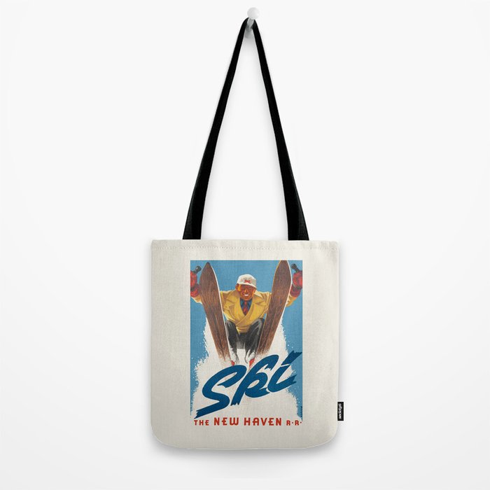 Vintage Skiing Poster - Ski the New Haven, 1930s Tote Bag Gallery Image 2
