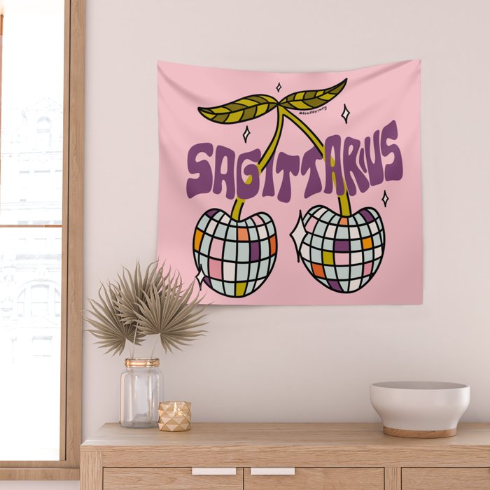 Sagittarius Cherries Wall Tapestry Gallery Image 2