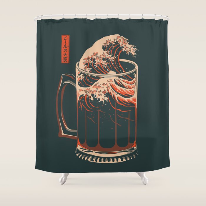 The Great Wave of Beer Shower Curtain Gallery Image 1