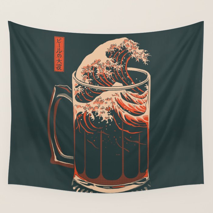 The Great Wave of Beer Wall Tapestry Gallery Image 1