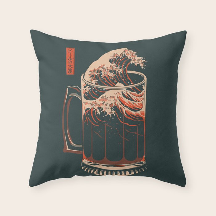 The Great Wave of Beer Throw Pillow Gallery Image 6