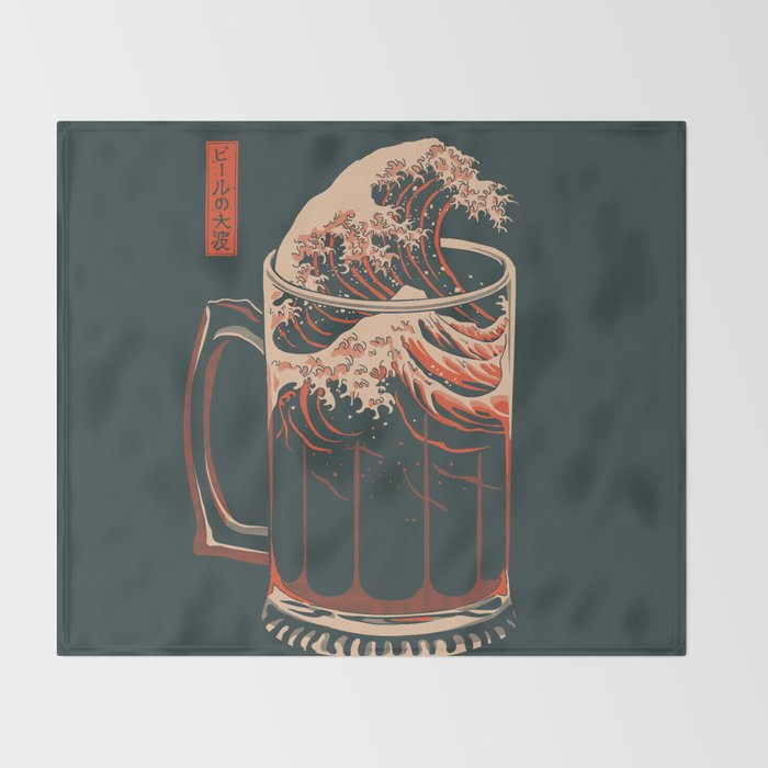 The Great Wave of Beer Throw Blanket Gallery Image 2