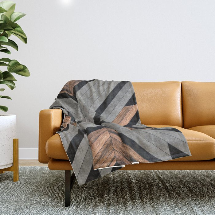 Urban Tribal Pattern No.2 - Concrete and Wood Throw Blanket Gallery Image 1