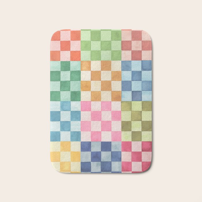 Eclectic  revival Handmade checker Multicolored Bath Mat Gallery Image 1