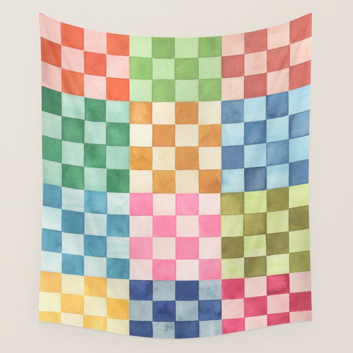 Eclectic  revival Handmade checker Multicolored Wall Tapestry Gallery Image 4