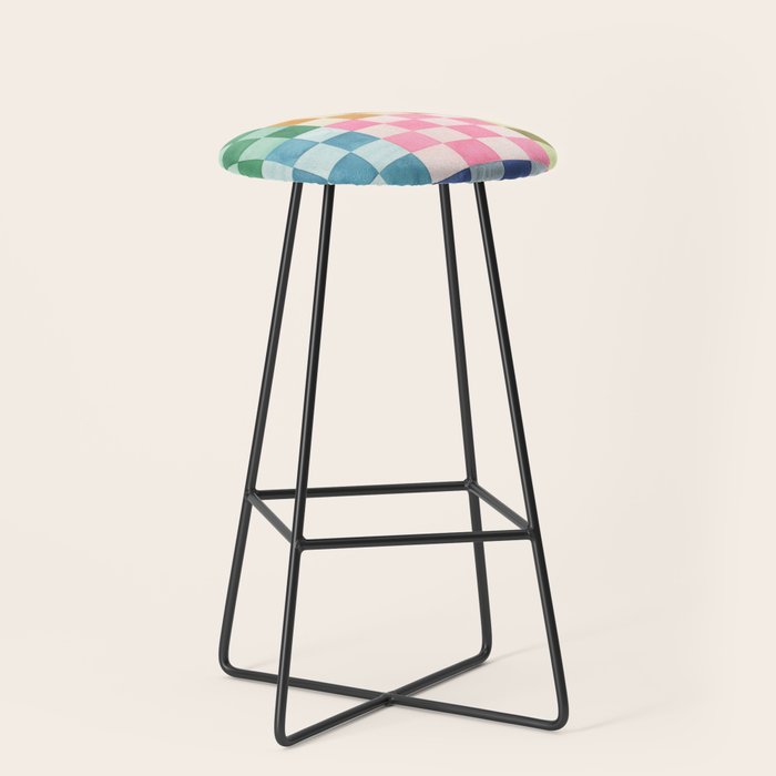 Eclectic  revival Handmade checker Multicolored Stool Gallery Image 1