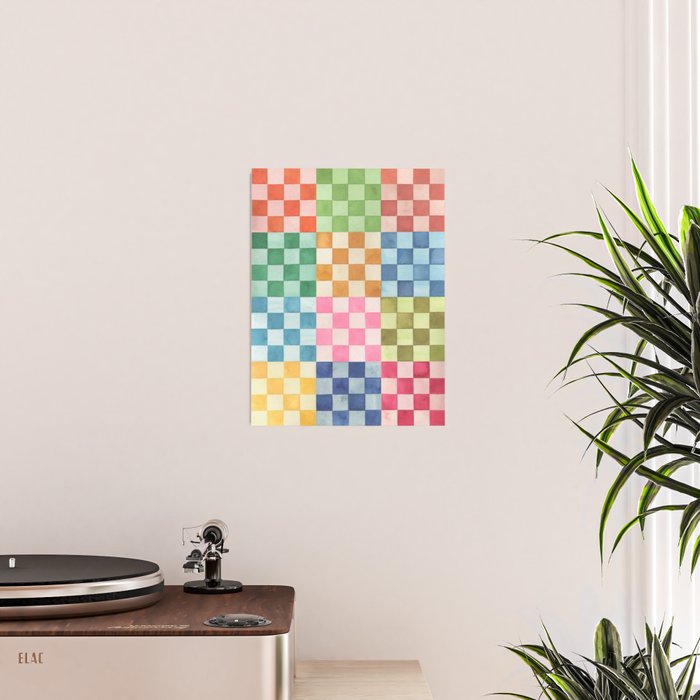 Eclectic  revival Handmade checker Multicolored Poster Gallery Image 2