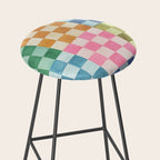 Eclectic  revival Handmade checker Multicolored Stool Gallery Image 2
