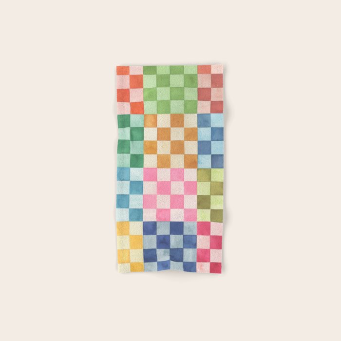 Eclectic  revival Handmade checker Multicolored Bath Towel Gallery Image 1