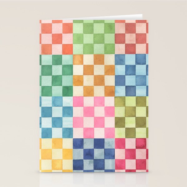 Eclectic  revival Handmade checker Multicolored Stationery Card Gallery Image 2
