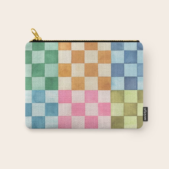 Eclectic  revival Handmade checker Multicolored Carry All Pouch Gallery Image 1