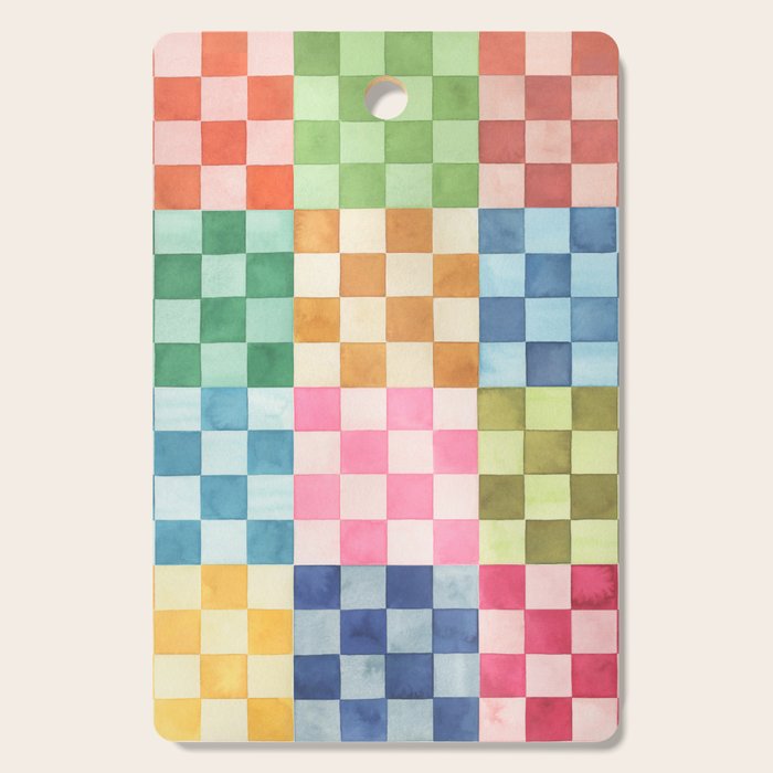 Eclectic  revival Handmade checker Multicolored Cutting Board Gallery Image 1