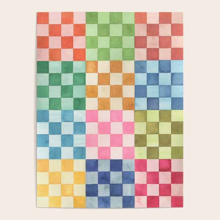 Eclectic  revival Handmade checker Multicolored Poster Gallery Image 4