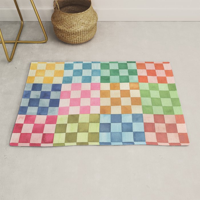Eclectic  revival Handmade checker Multicolored Rug Gallery Image 1