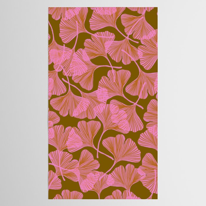 Pink Ginkgo Leaf Pattern Tablecloth Gallery Image 2