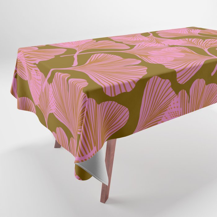 Pink Ginkgo Leaf Pattern Tablecloth Gallery Image 1
