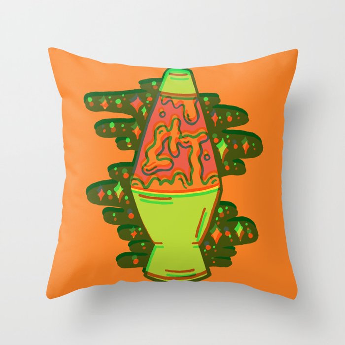 Lit lava lamp in orange in 3D Throw Pillow Gallery Image 6