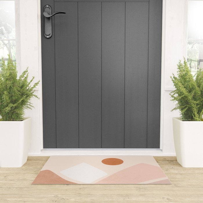 Warm Neutral mountain sun Welcome Mat Gallery Image 3
