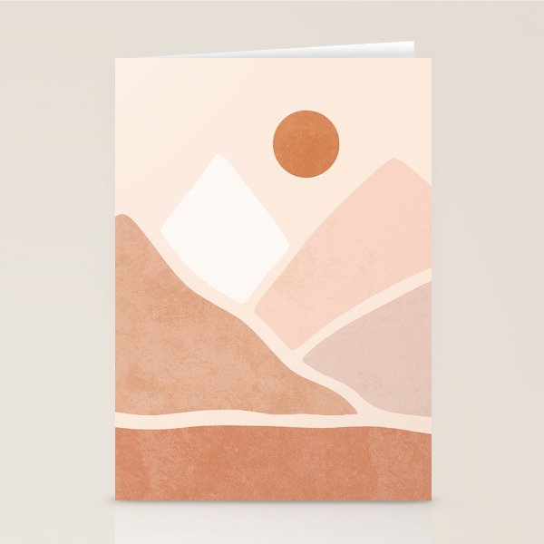 Warm Neutral mountain sun Stationery Card Gallery Image 1