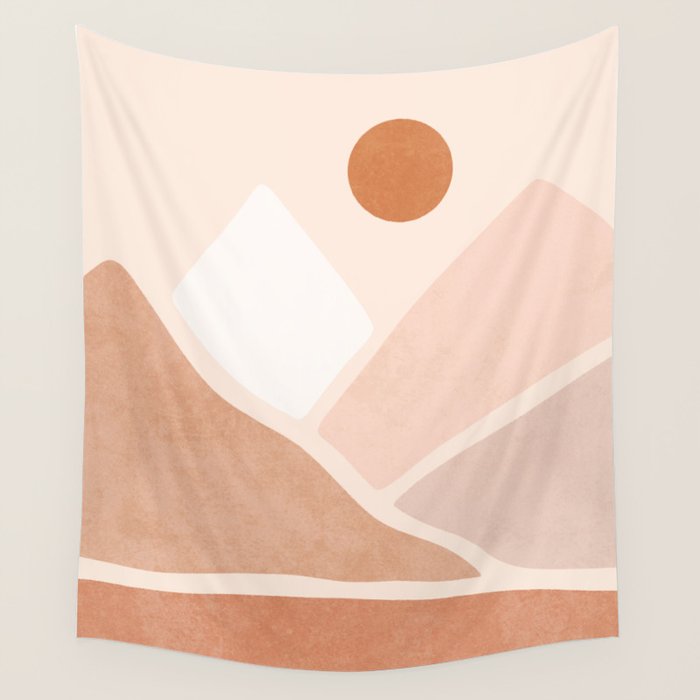 Warm Neutral mountain sun Wall Tapestry Gallery Image 4