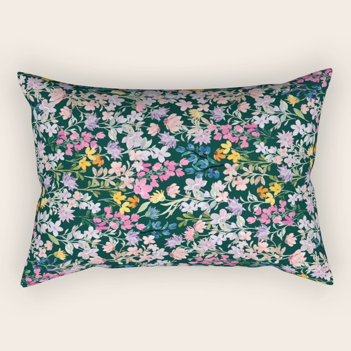 Wildflower Field on Pine Grove - Pink, Orange, Blue, & Purple Rectangular Pillow Gallery Image 2